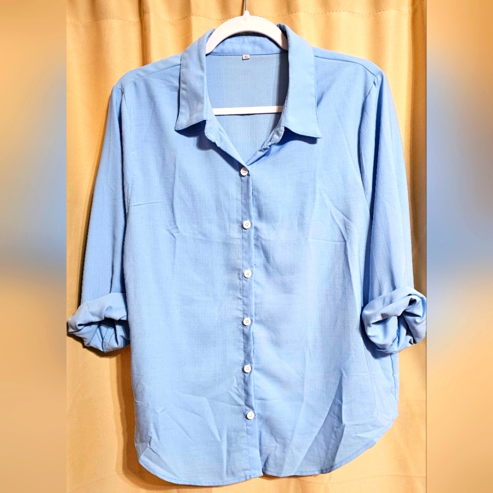 Women's Sky Blue Button Down Shirt